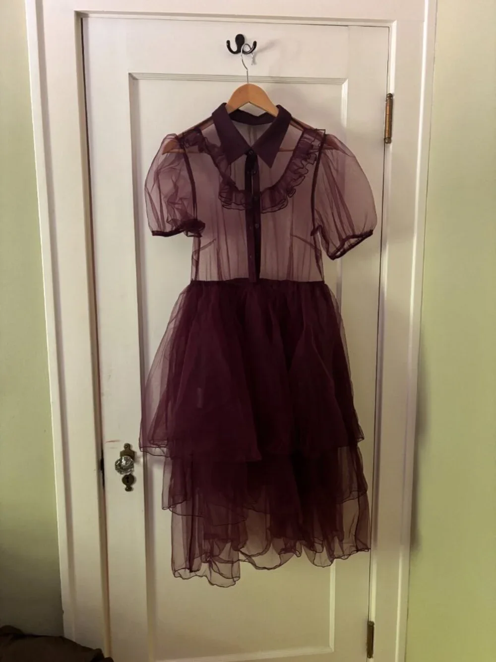 Disturbia Sheer Frill Yoke Gown - Purple - Picture 3 of 3